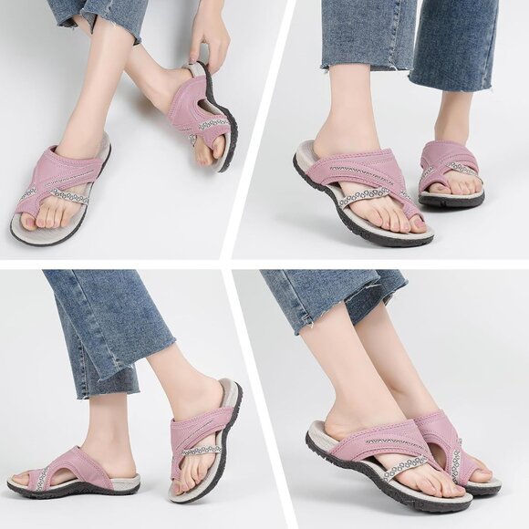 🆕 Women Pink Flip Flops Ladies Arch Support Thong Sandals Bunion Walking Beach - Picture 7 of 7